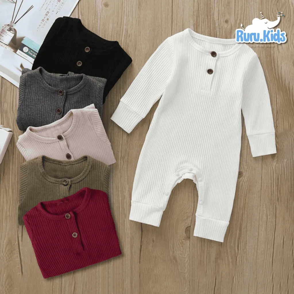 Jumper bayi Panjang Doodle Polos / Sleepsuit Doodle Polos Premium