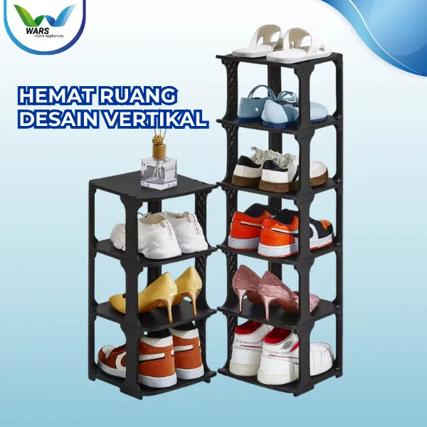 WARS Rak Tempat Penyimpanan Sepatu Sendal 9 dan 10 Susun Minimalis Bahan Plastik