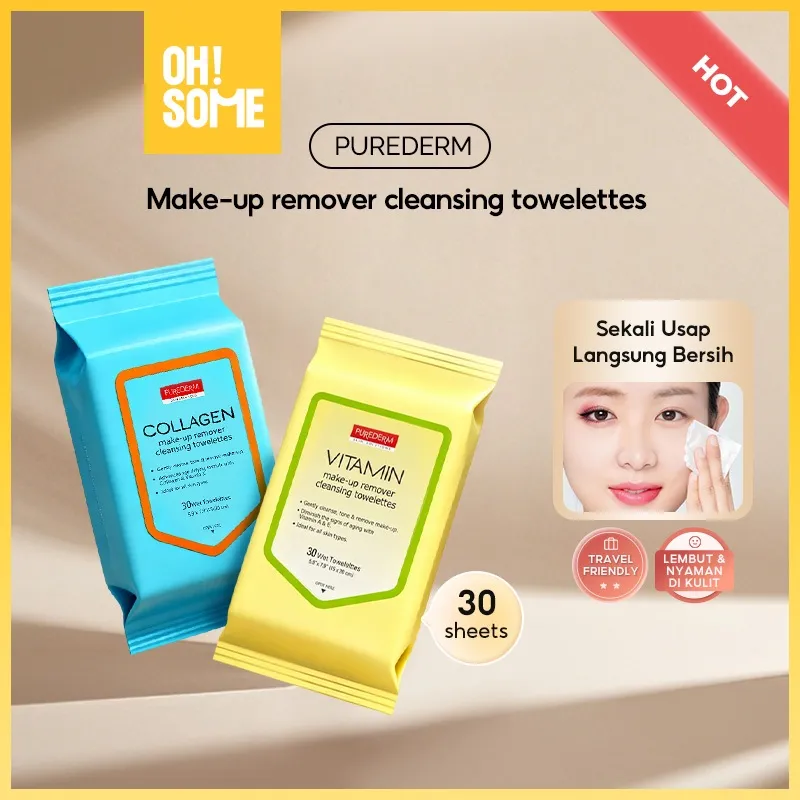 OHSOME—[BPOM] Purederm make-up remover cleansing towelettes set / Tisu Pembersih Makeup 30pcs