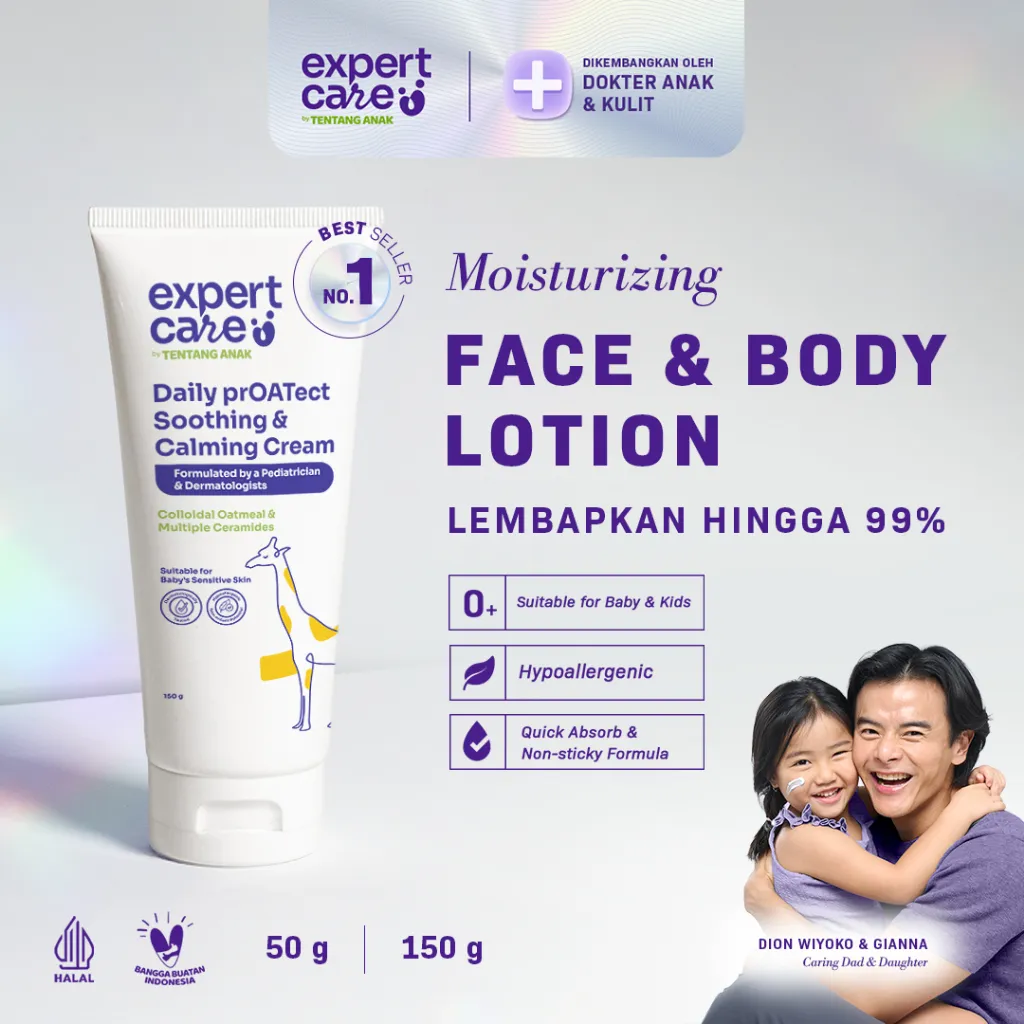 Expert Care Face & Body Lotion Bayi & Anak - Lotion Kulit Sensitif dengan Colloidal Oatmeal (50g / 150g) | Lembapkan & Bantu Cegah Ruam