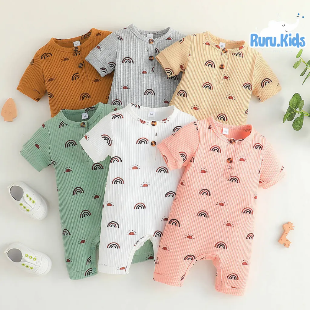 1.1 Baju Anak  / Romper Bayi Rainbow Full Print DOODLE