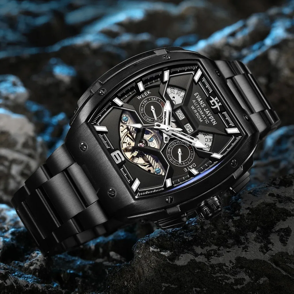 Super Diskon Promo Khusus Lebaran Jam tangan Evans Jayden Jam Tangan Pria 9620 Rantai Automatic Stainless Kaca Safir 5 ATM