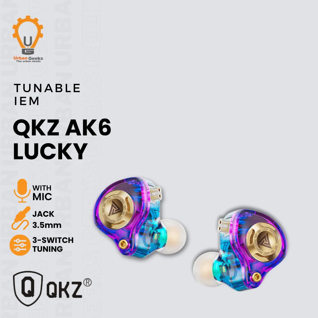 QKZ AK6 Lucky Wired Earphones HIFI Bass Earbuds Monitor 3 Level Tuning Switch Earphone