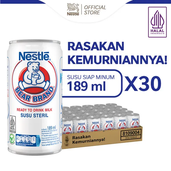 BEAR BRAND Susu Kaleng Susu Beruang Susu Steril 189ml x 30 pcs