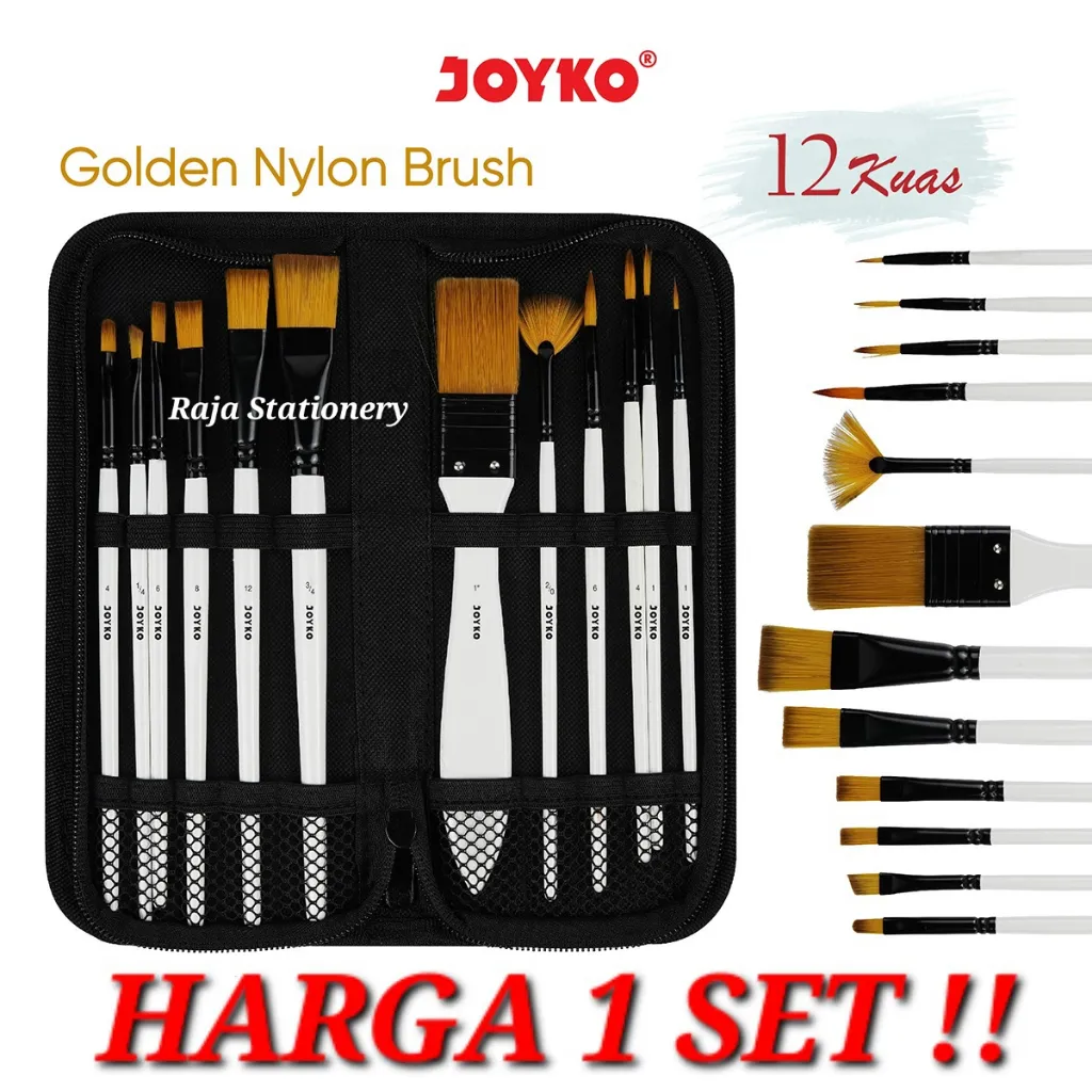 Joyko Art Brush SET / Set Kuas Lukis Cat Acrylic Watercolour BRS-18
