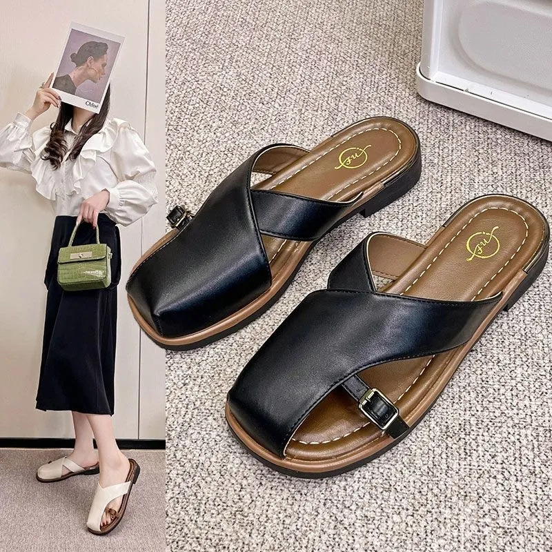 NF2736 - Sandal Flat Wanita Kekinian Sandal Premium Fashion Wanita Terbaru