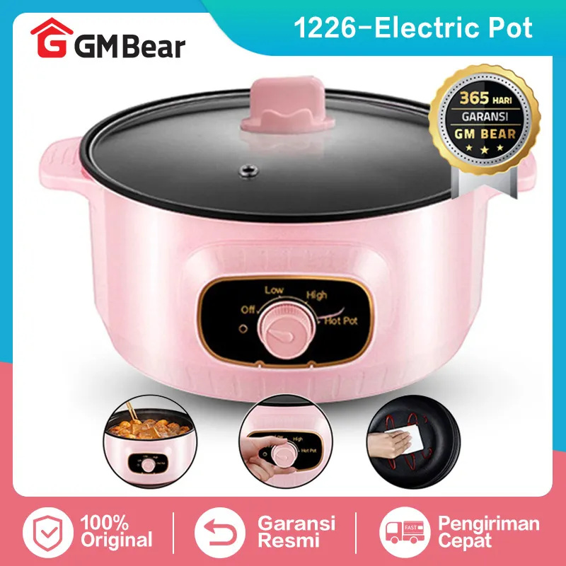 GM Bear Panci Listrik Serbaguna (1.2 Liter) 1226 - Electric Cooking Pot Panci Hot Pot Panci Listrik Low Watt