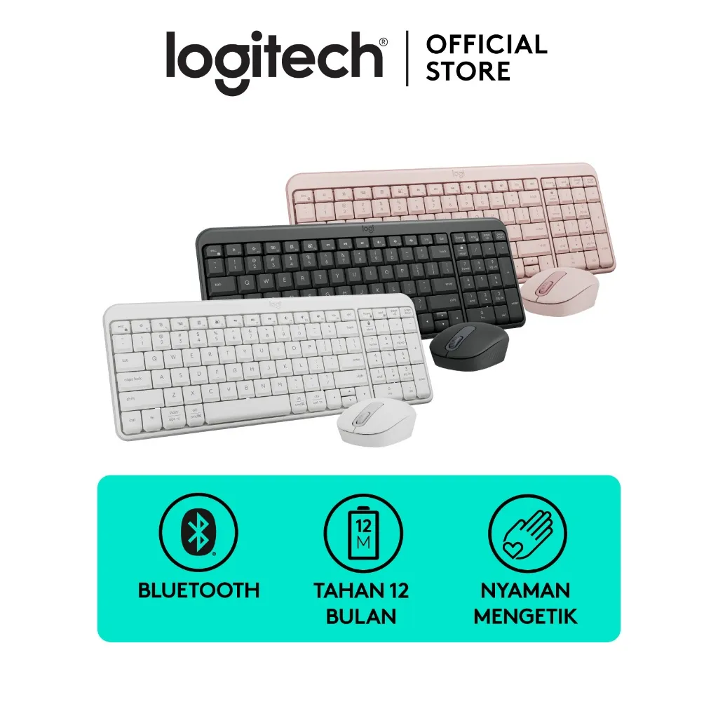 Logitech MK250 Combo Mouse dan Keyboard Nirkabel Bluetooth , Konektivitas yang Cepat & Mudah, Keyboard Nirkabel Ringkas, Mouse Ambidekstrus, Produk Tahan Lama - Windows/MacOS