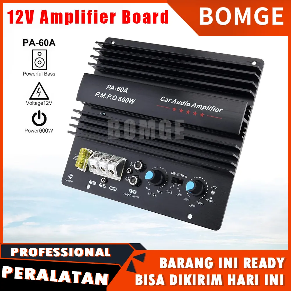 BOMGE PA60A Amplifier Mobil Audio Subwoofer High Power Mono 12V 600W Pa-60d Murah / Power Mobil Monoblok Subwoofer