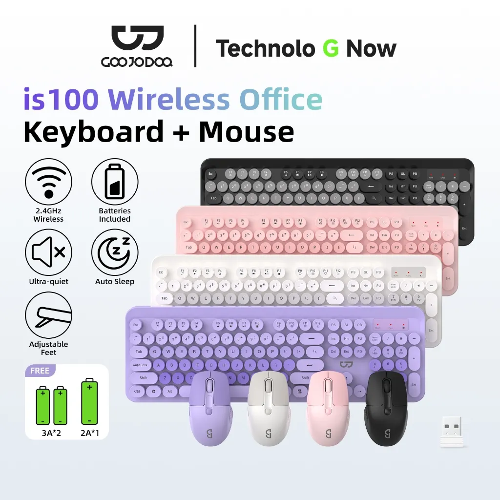 Goojodoq 2.4G Wireless Keyboard Mouse Set For Notebook Laptop Desktop PC