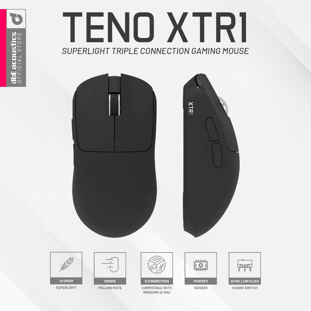 dbE TENO XTR1 Triple Connection Ambidextrous Gaming Mouse