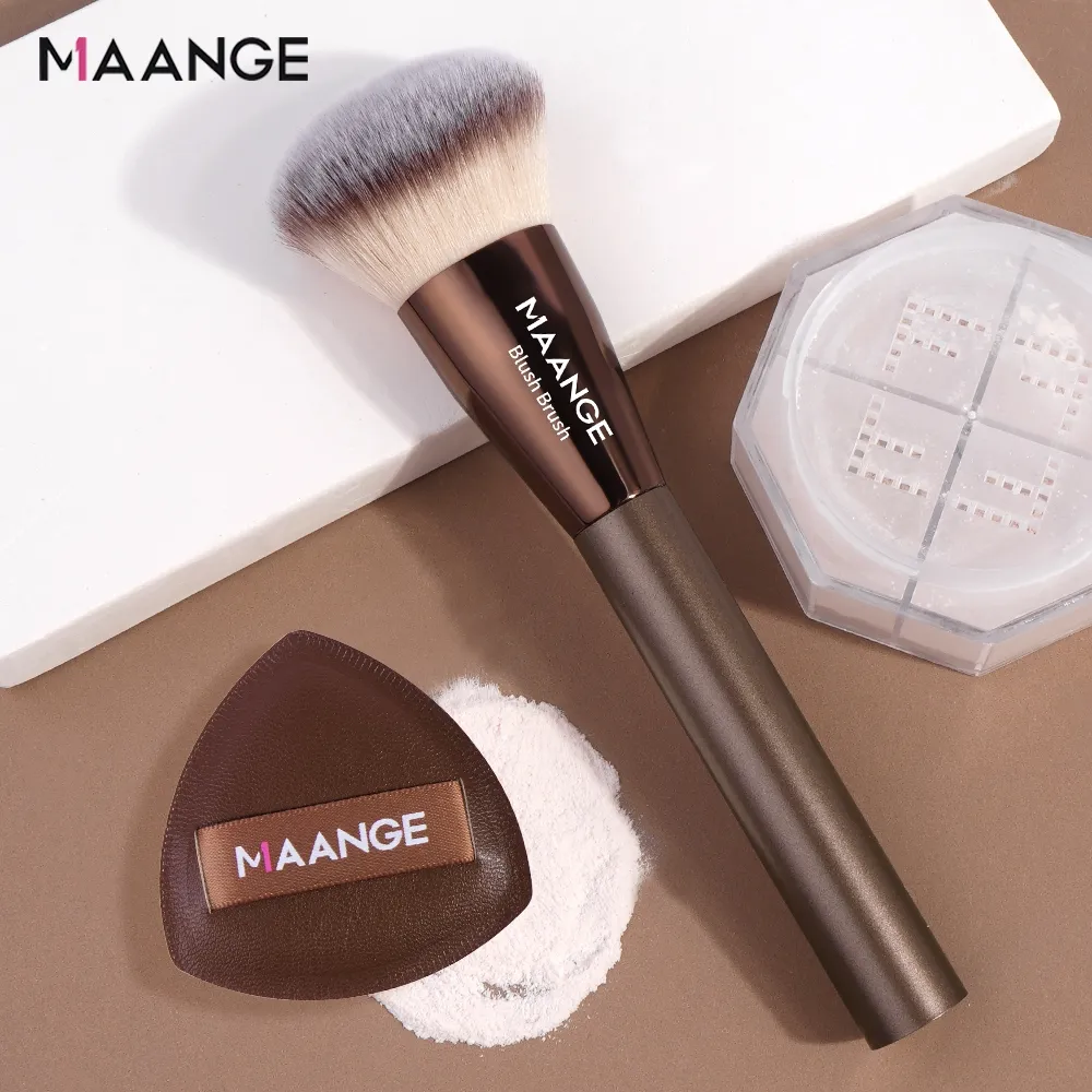 MAANGE 2Pcs Lembut Kuas Bedak/Blush Brush On+Power Puff | Sikat Berkualitas Tinggi Lembut Dan Indah 52426