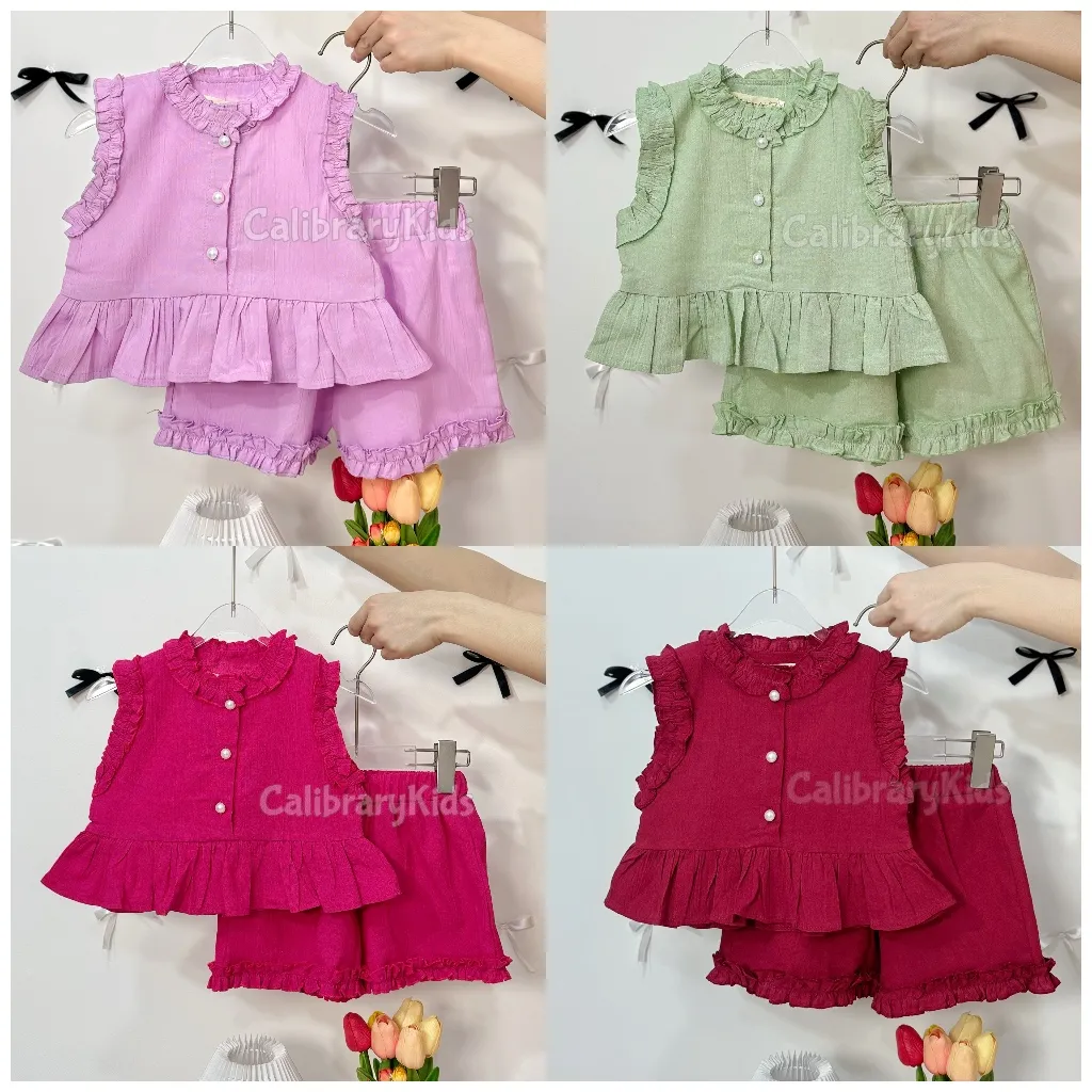 ( Calibrary Kids )   KIMMI SET | setelan anak perempuan | one set anak Balita cewek | katun linen | outfit anak | Fashion
