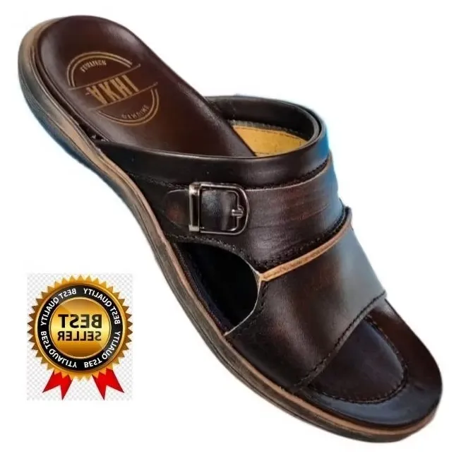 Sandal Kulit Pria Asli Original Tapak Karet Tebal Ringan