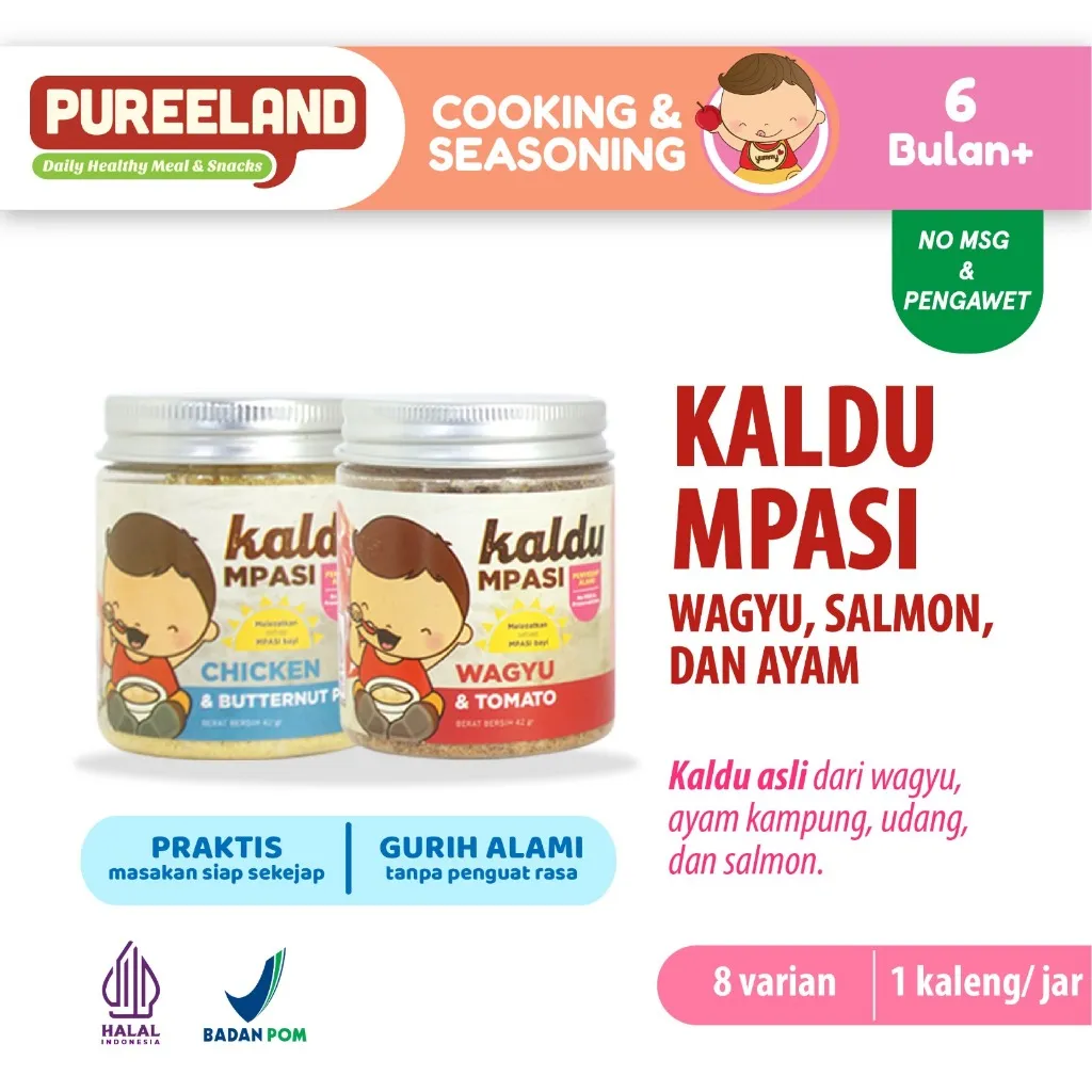 Pureeland Kaldu MPASI Wagyu, Salmon, Ayam / Penyedap Alami MPASI No MSG / Bumbu MPASI Bayi