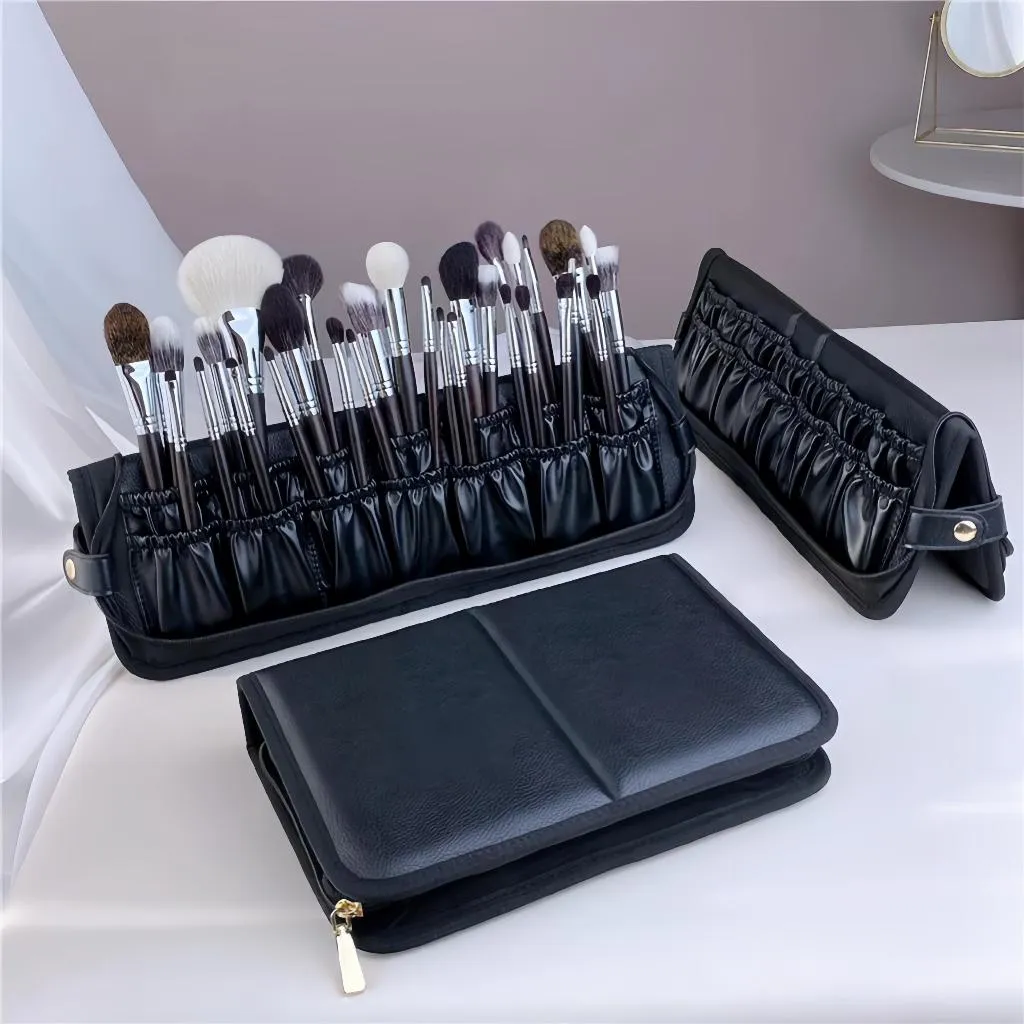 Tas Kuas Make Up Profesional Standing Pouch Brush Makeup Anti Air - Pouch Bisa Berdiri dan Lipat / Dompet Tempat Kosmetik Kulit Organizer Bag