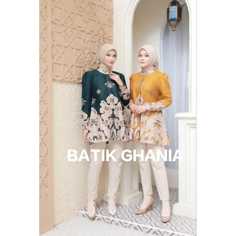 Blouse Batik Wanita Modern Atasan Batik Kantor Baju Wanita Lengan panjang motif ARDA B GHANIA BATIK