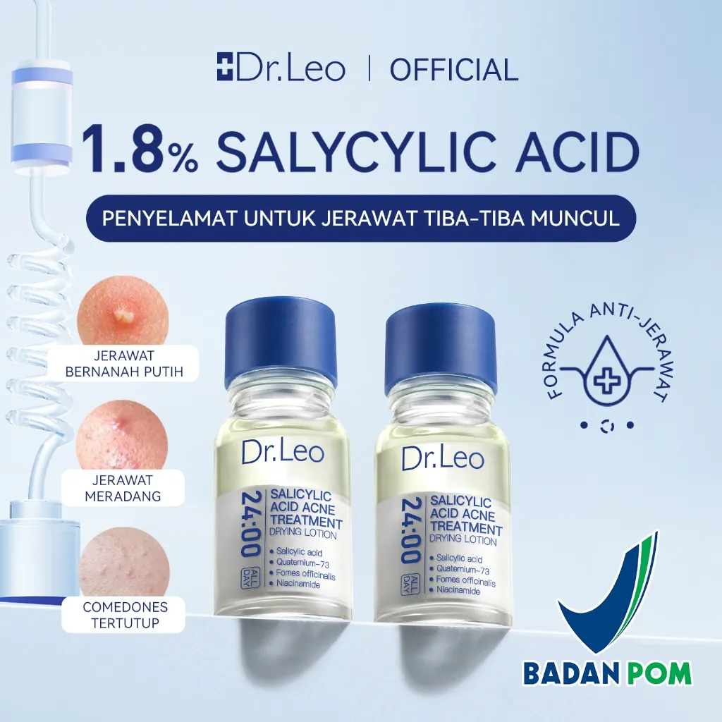 Dr.Leo - Acne Skincare Paket Penghilang Jerawat Salicylic Acid Acne Drying Lotion 10mL Niacinamide Memudarkan Acne Spot