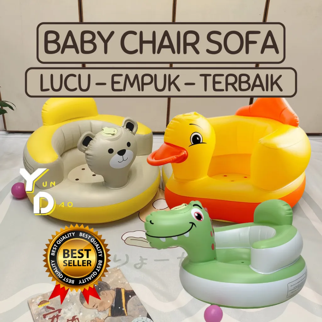 Baby Chair Bebek Sofa Bayi Anak Makan PVC Unisex Pompa Angin Musik Balita Pompa Inflatable Chair