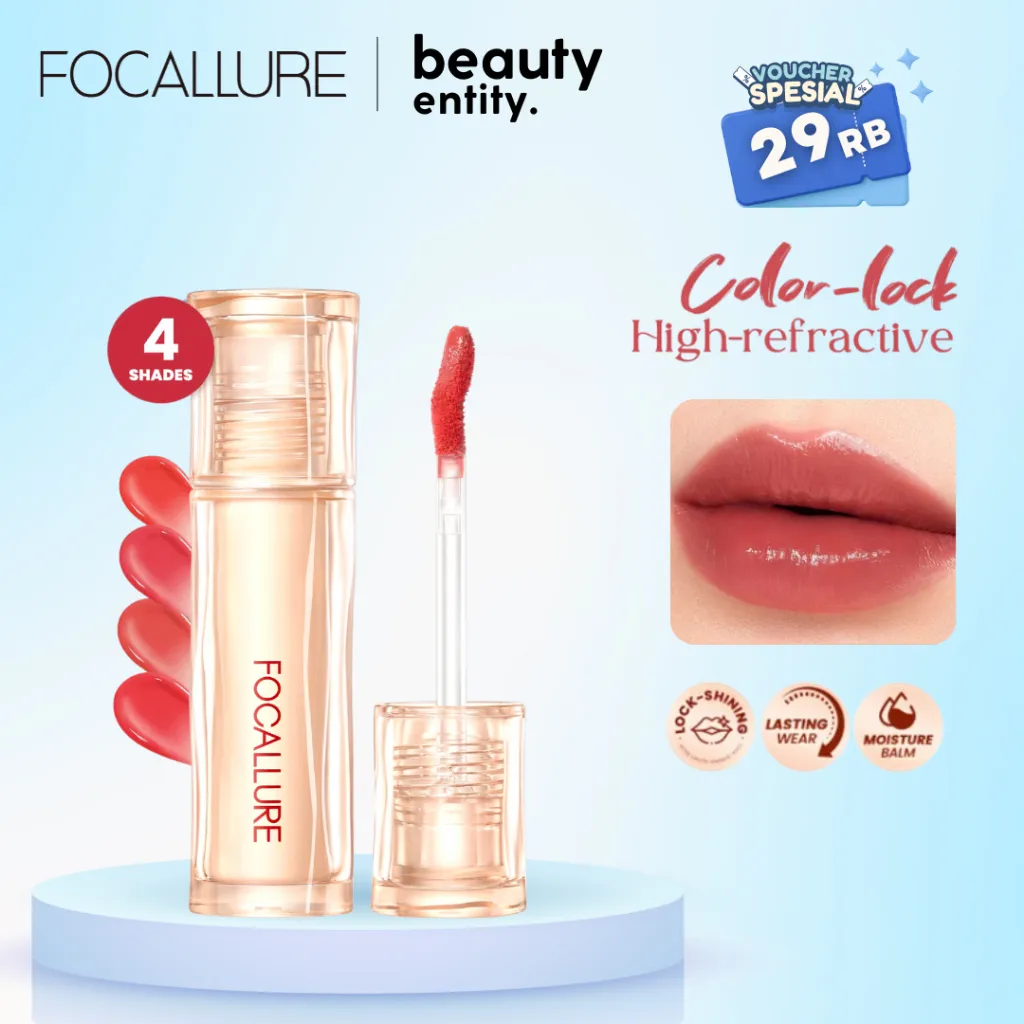 (PROMO) FOCALLURE Lip Tint Glossy Transfer Proof Tahan 16 Jam – Moisturizing Lightweight Lip Gloss Super Glazed Shine Melembapkan Lip Tint Lip Glaze