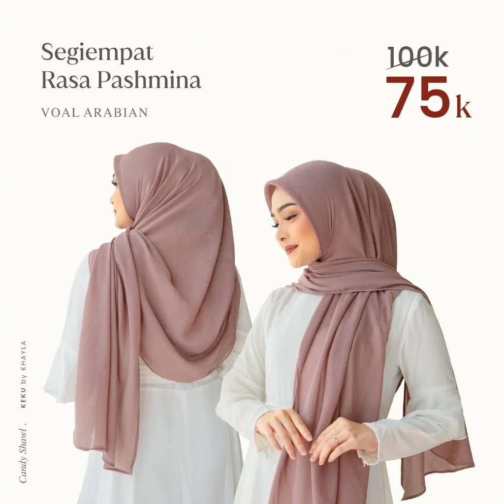 Khayla Indonesia - Segiempat rasa pashmina - Voal Arabian | Candy Shawl Original | Kerudung Segi Empat