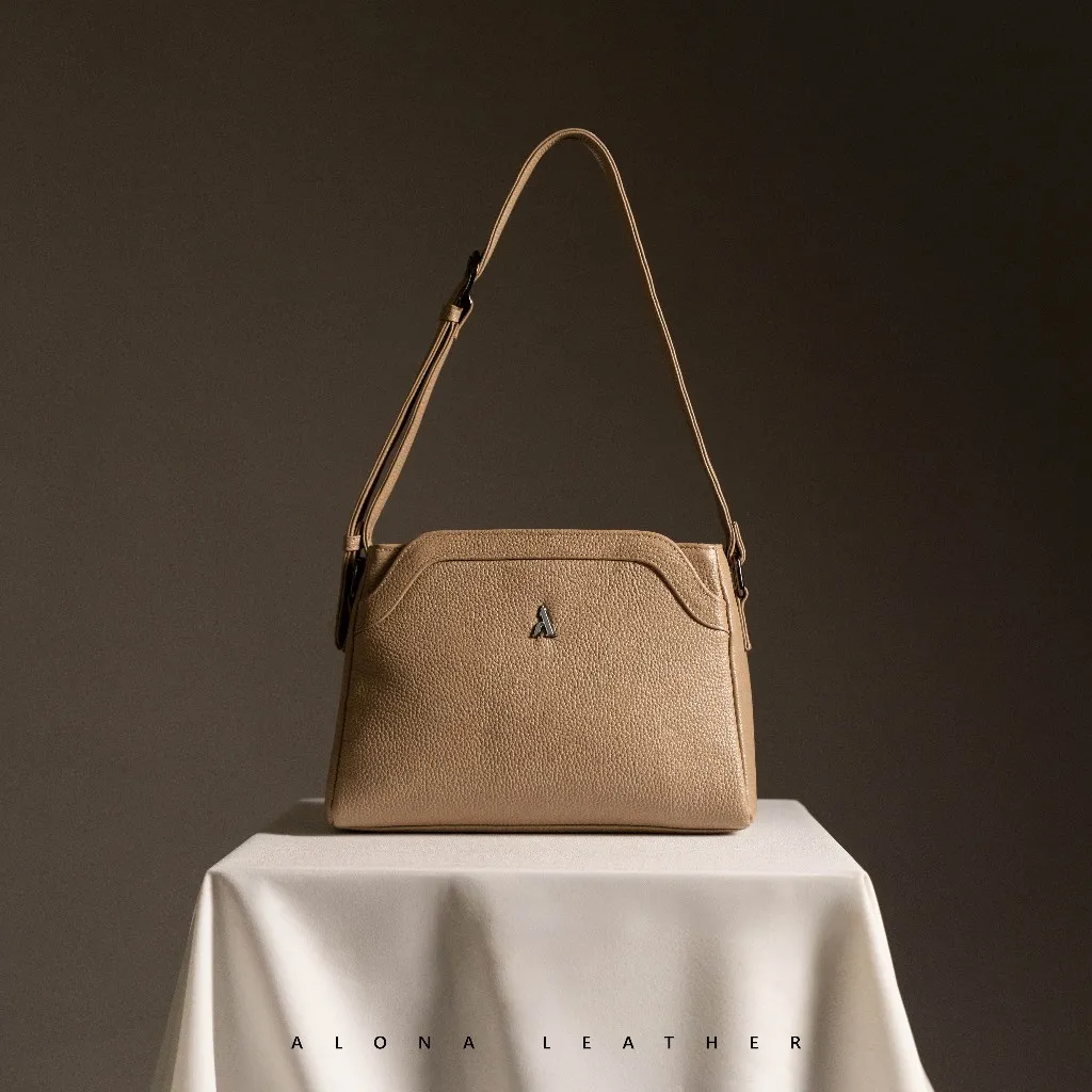Alona Leather Kirana Shoulder Bag -Tas Selempang Bahu Wanita Kulit Sapi Asli Free Random Gift