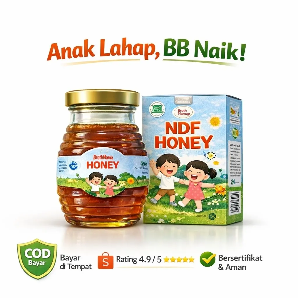 BrothMama NDF Honey 180ml – Madu Anak Susah Makan & BB Naik – Bantu Nafsu Makan & Pencernaan