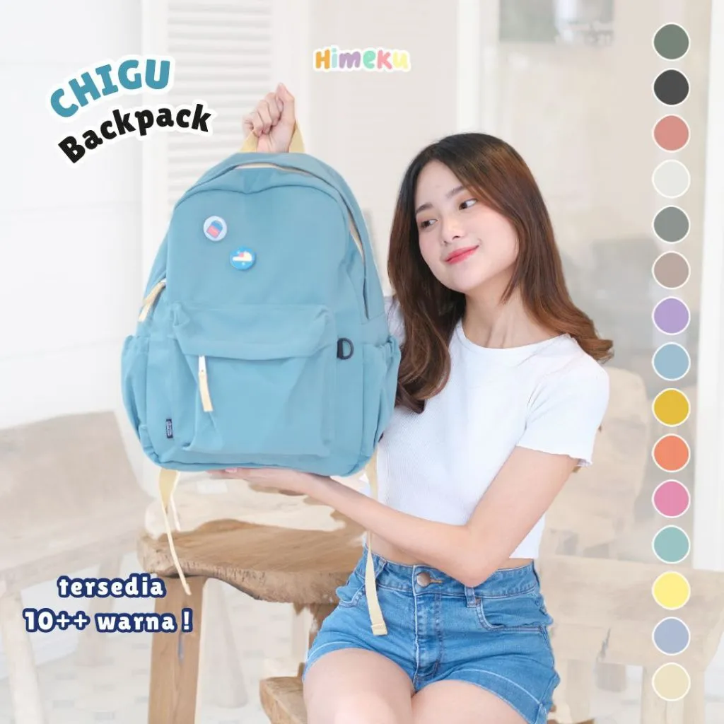 Himeku CHIGU Backpack - Tas Besar - Tas Sekolah Kuliah Kerja - Ransel Kanvas Pria Wanita