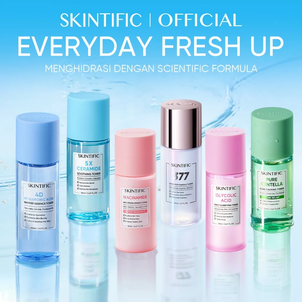 SKINTIFIC - Essence Toner Series | Niacinamide Brightening 5X Ceramide Calm Down Soothing Barrier Noda Hitam PIE&PIH 377 Pro Dark Spot AHA PHA Exfoliating Daily Clarifying Centella Acne Calming 4D Hyaluronic Acid Intensive Hydrating toner badan