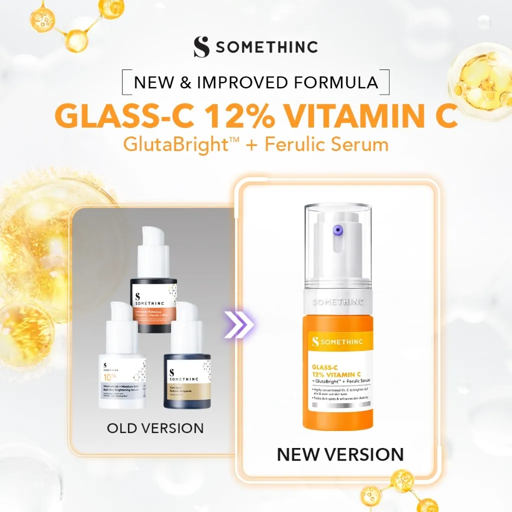 SOMETHINC MAKEUP GLASS-C 12% VITAMIN C + GlutaBright + FERULIC Serum - Mencerahkan wajah, Serum Brigthening hapus dark Spot, Age Spot & Freckles, Glowing Serum