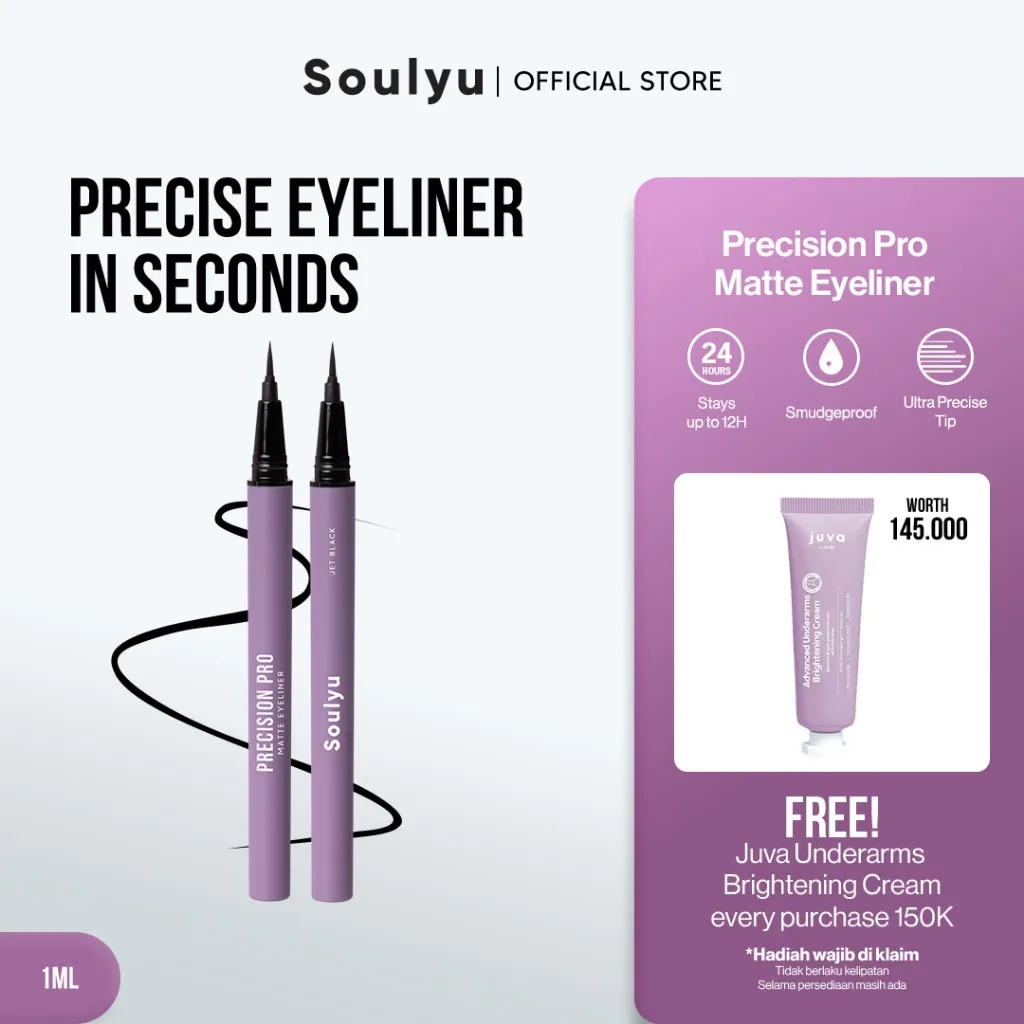SOULYU Precision Pro Matte Eyeliner 1 g / 1 ml - Super Thin Brush Tip Longlasting and Highly Pigmented Finish