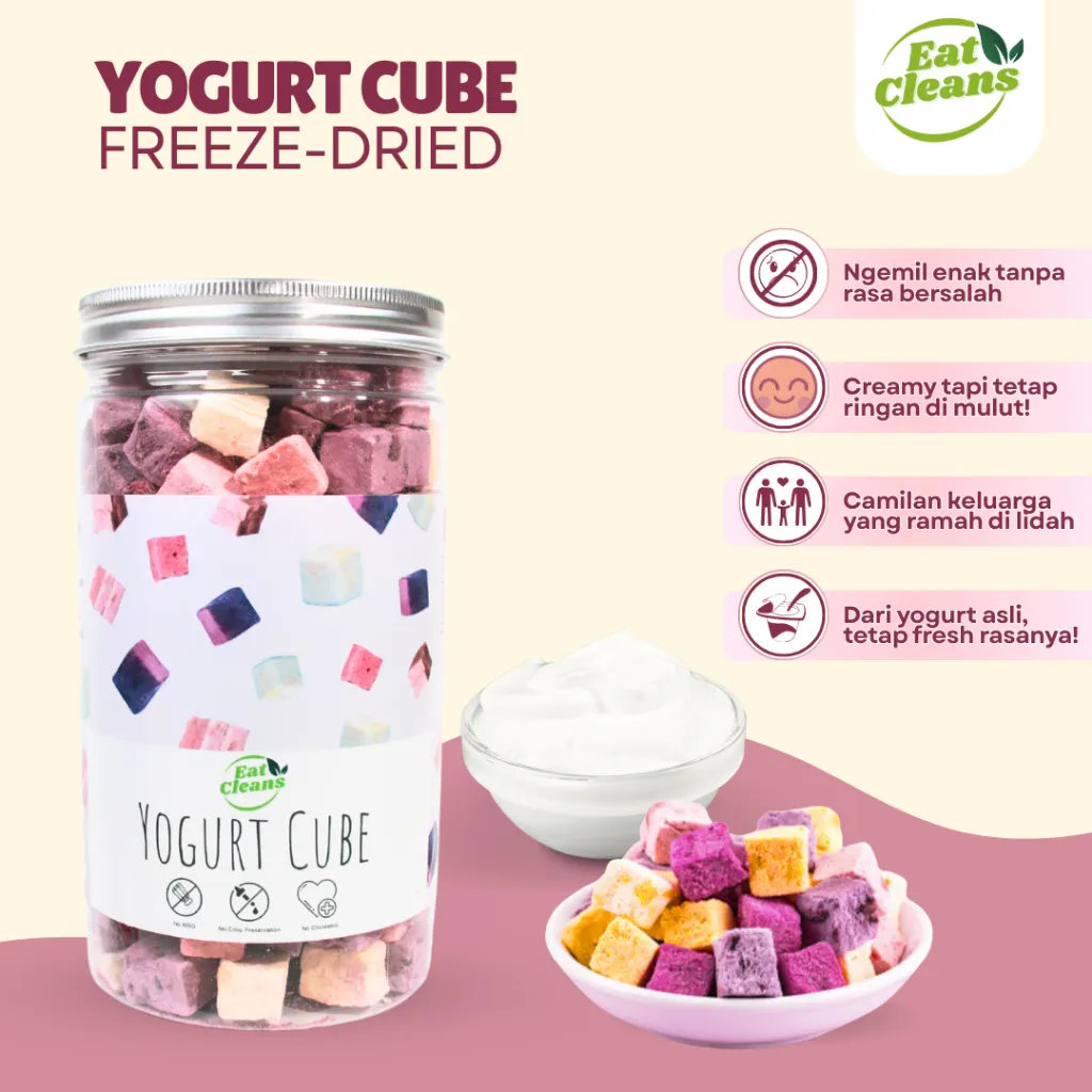 EAT CLEANS Freeze Dried Crispy Yogurt Fruits Mix Flavor - Snacks Yoghurt Kering Beku - Camilan Snack Sehat Yoghurt Beku - Cemilan Diet Yoghurt Kering Crispy