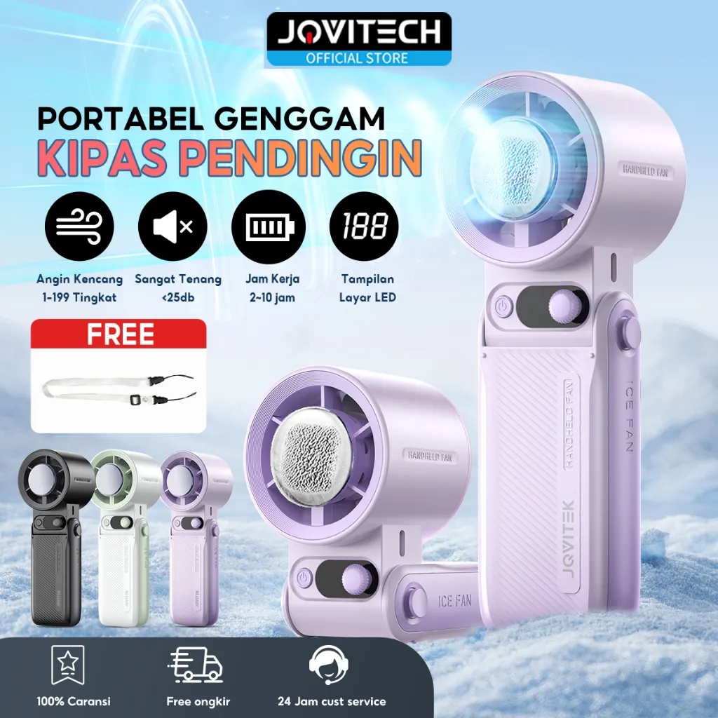 Jovitech FN68 Kipas Angin AC Portable 25000RPM Dapat Dilipat Konduktor AC Kipas Kencang Strong Wind 199 Gear Wind Speed Kipas Angin Turbo Fan Digital Display Adjustable Kipas Tangan High-Speed Kipas Portabel Lanyard 24-30H