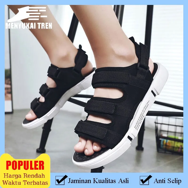 [100% IMPORT+COD+Kirim Hari ini] Sendal Pria Sandal Gunung Pria Wanita Tali tumit yang bisa dilepas Size 35-46 24 Bulan Perbaikan Gratis Sol Karet Anti Slip Velcro Sol pijat berbentuk kerucut
