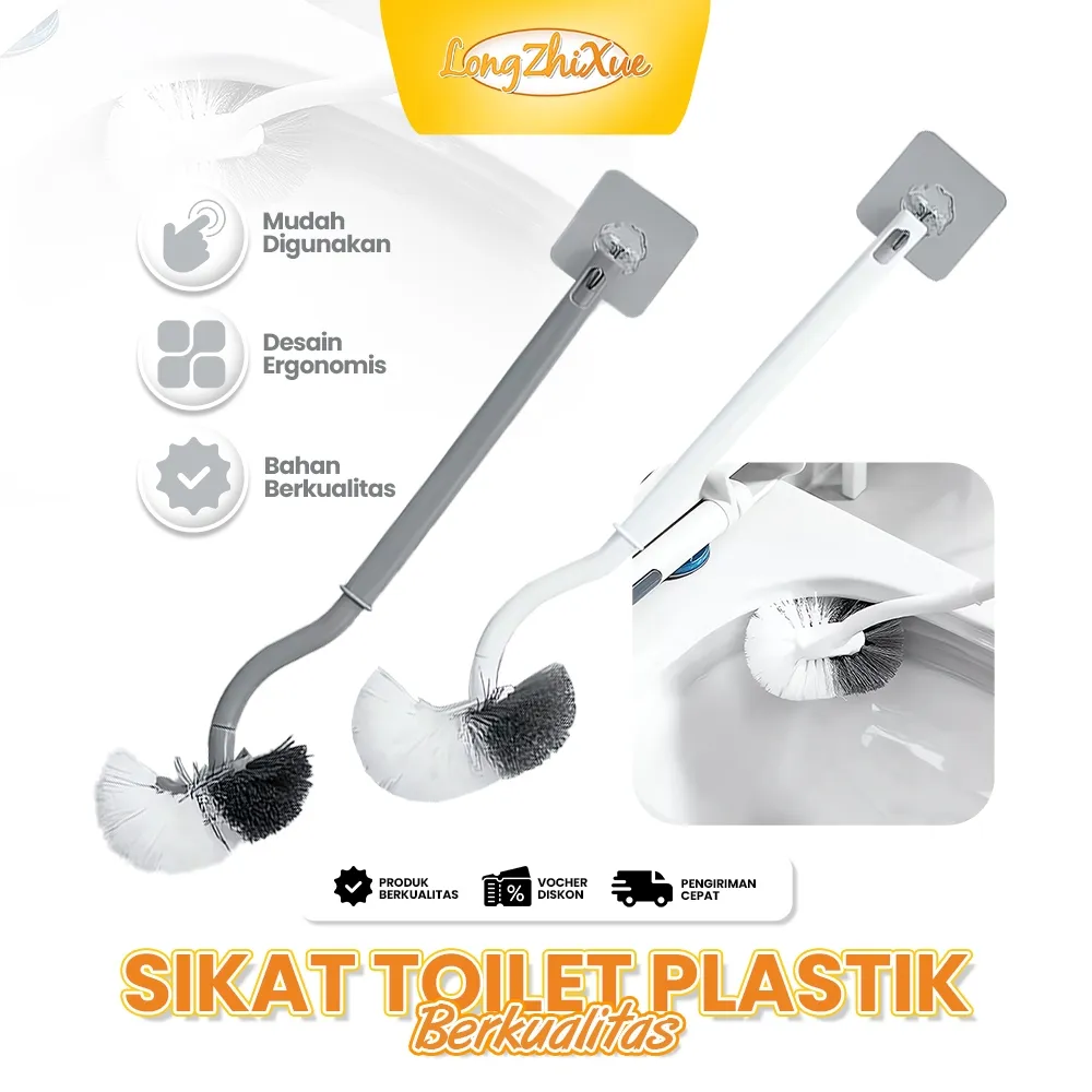 -Sikat Toilet Fleksibel-Bersih maksimal/Anti ciprat bakteri/Alat kebersihan kamar mandi Sikat toilet