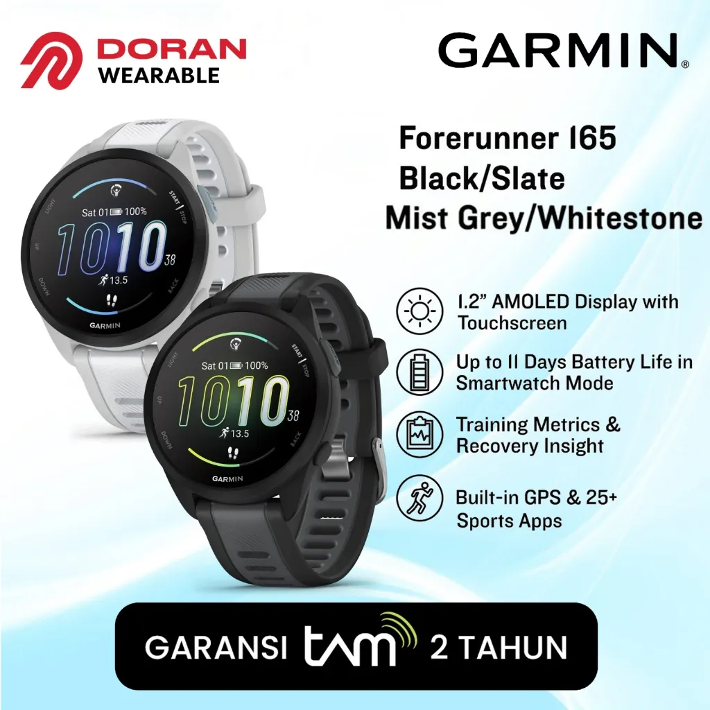 Garmin Forerunner 165 | FR 165 Garansi TAM 2 Tahun