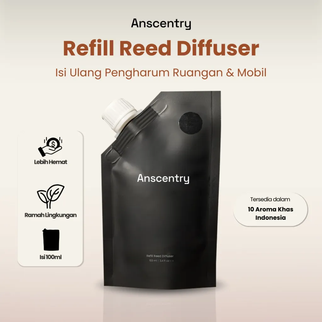 Anscentry - Refill Reed Diffuser 100ml | Isi Ulang Pengharum Ruangan Kamar Aromaterapi