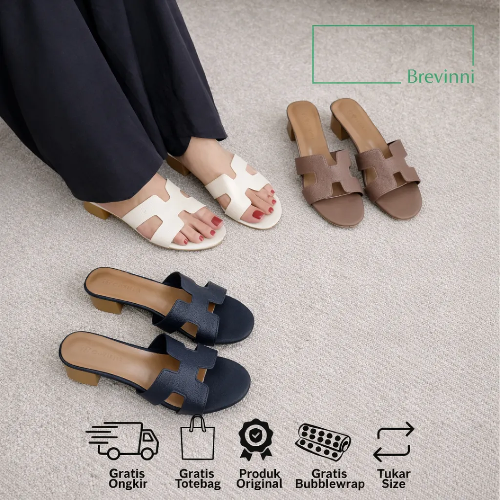 BREVINNI Steffie Sandal Heels || Sendal Block Heels Wanita || Sandal Wanita || Sandal Kulit Jeruk || Sandal Selop || Sandal Premium Wanita || Sandal H || Sandal Wanita Kekinian || Sandal Aesthetic || Sandal Wanita Terbaru