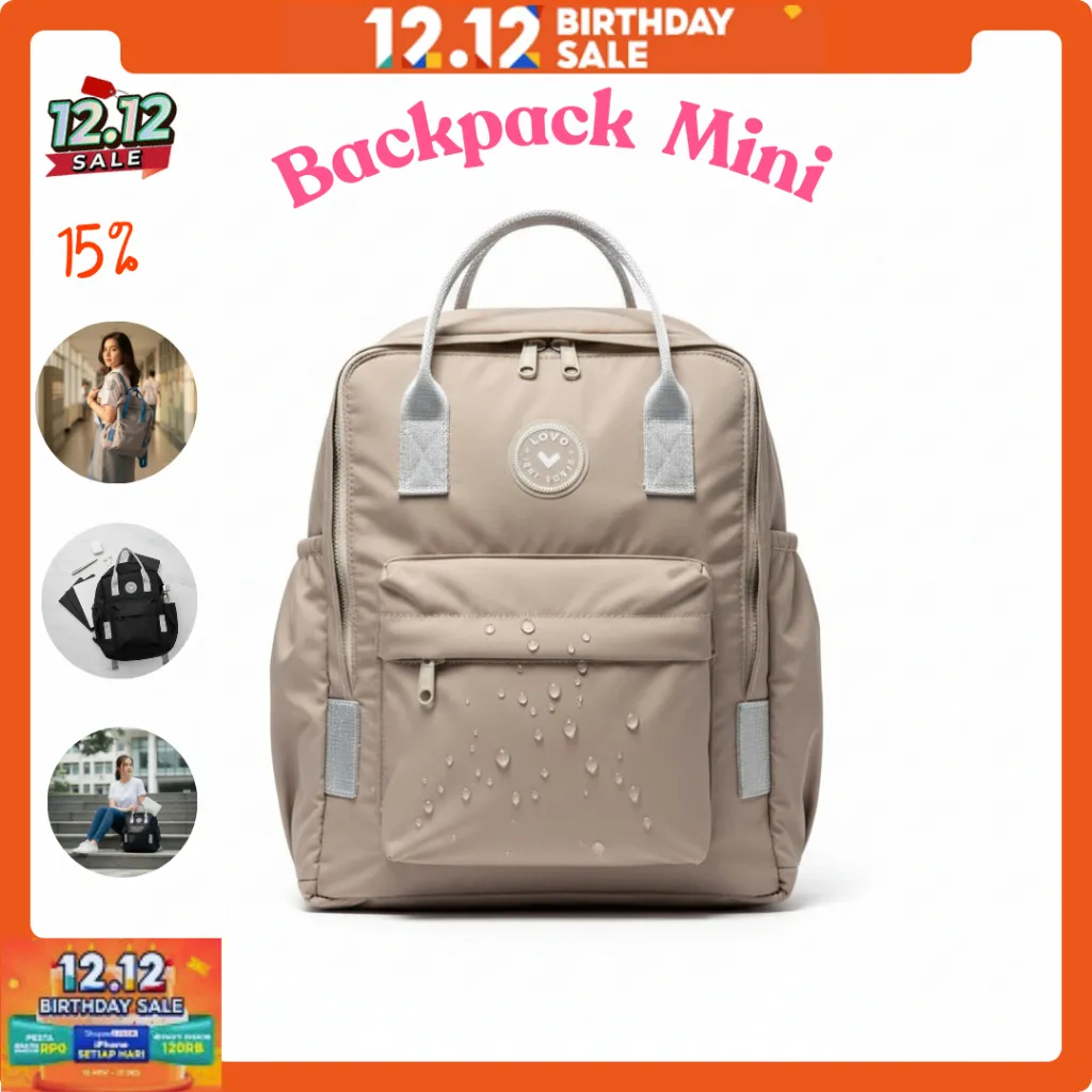 Lovo.id - Colour Pop Backpack Water reppelent - Ransel 2in1 Mini Tas Fashion Korea Stylish Selly