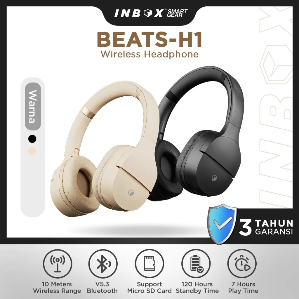 Inbox Beats H1 Wireless Headphone Bluetooth 5.3 HiRes HD Bass Audio - Active Noise Cancelling