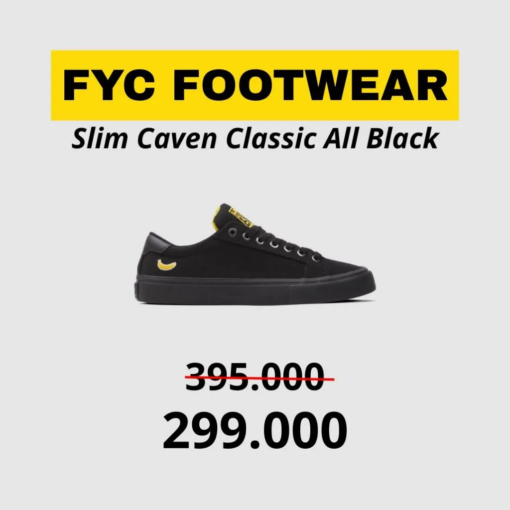 FYC FOOTWEAR - SLIM CAVEN CLASSIC ALL BLACK | SEPATU PRIA | SEPATU VULCANIZED