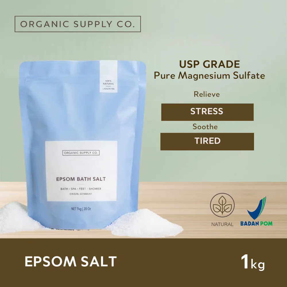 Epsom Salt | Magnesium, Pure Mineral Relief for Bath & Spa, Garam Epsom Sumbatan Asi, FCC Grade, Germany | Organic Supply Co.