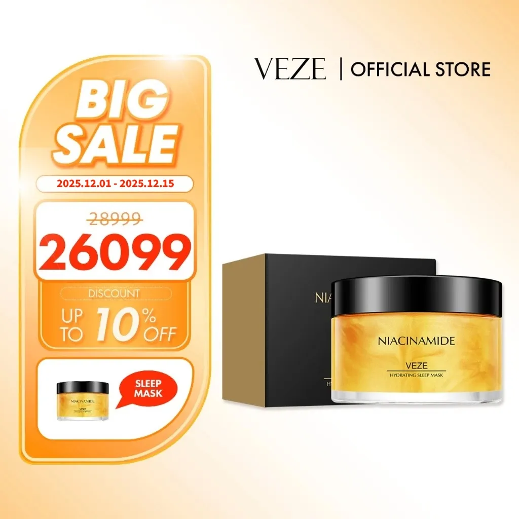 [ BPOM ] - VEZE Sleep Mask 24K Real Gold Luxury Effect Hydrating Niacinamide Treatment Masker Tidur 120g