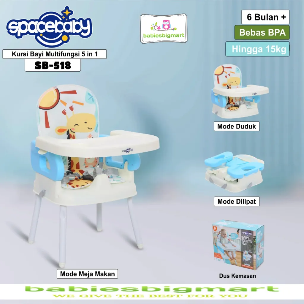 BOOSTER SEAT KURSI MAKAN SPACE BABY BAYI BALITA ANAK FOLDING NEW SPACEBABY SB 518