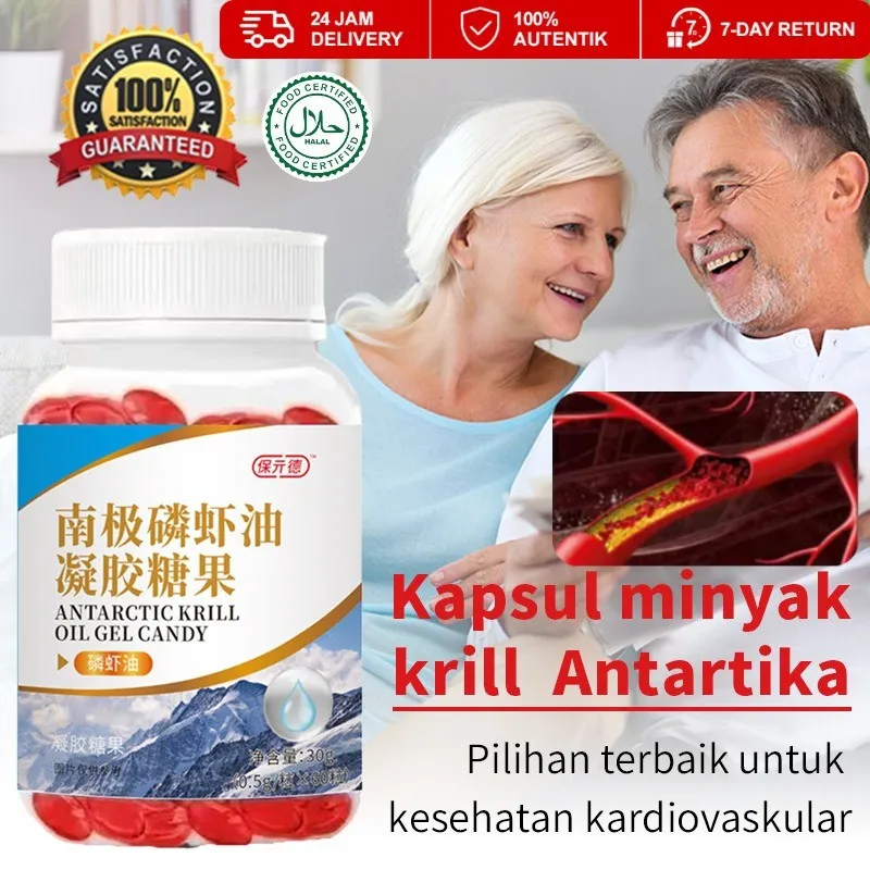 ORGINAL Minyak Krill Antartika Halal Kapsul Lunak Fosfolipid Astaxanthin Minyak Krill Antartika Omega 3 Melancarkan Pembuluh Darah Dan Meningkatkan Kesehatan Menurunkan Tekanan Darah Dan Gula Darah Memperbaiki Kualitas Tidur