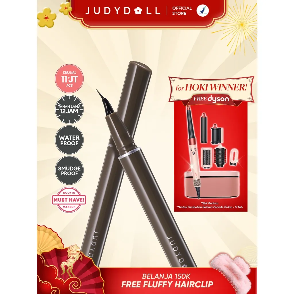 (BEST SELLER) Judydoll Hypersharp Slim Liquid Eyeliner (Eyeliner Tipis dan Kokoh, Hasil Smooth Clean dan Precise, Tahan Lama 8 Jam, Eyeliner Waterproof dan Smudgeproof)