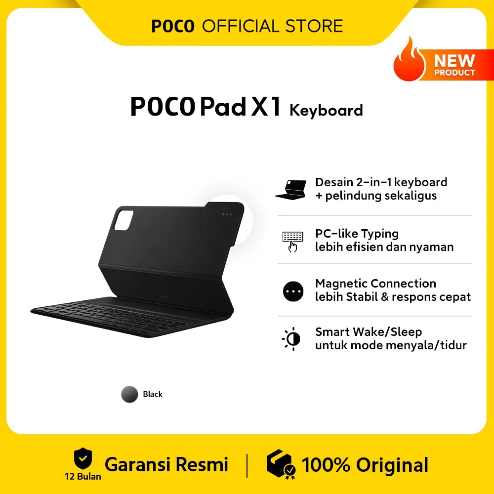 POCO Pad X1 Keyboard | Desain 2-in-1 keyboard + pelindung sekaligus | PC-like Typing lebih efisien dan nyaman | Magnetic Connection lebih Stabil & respons cepat | Smart Wake/Sleep untuk mode menyala/tidur [Official Store]