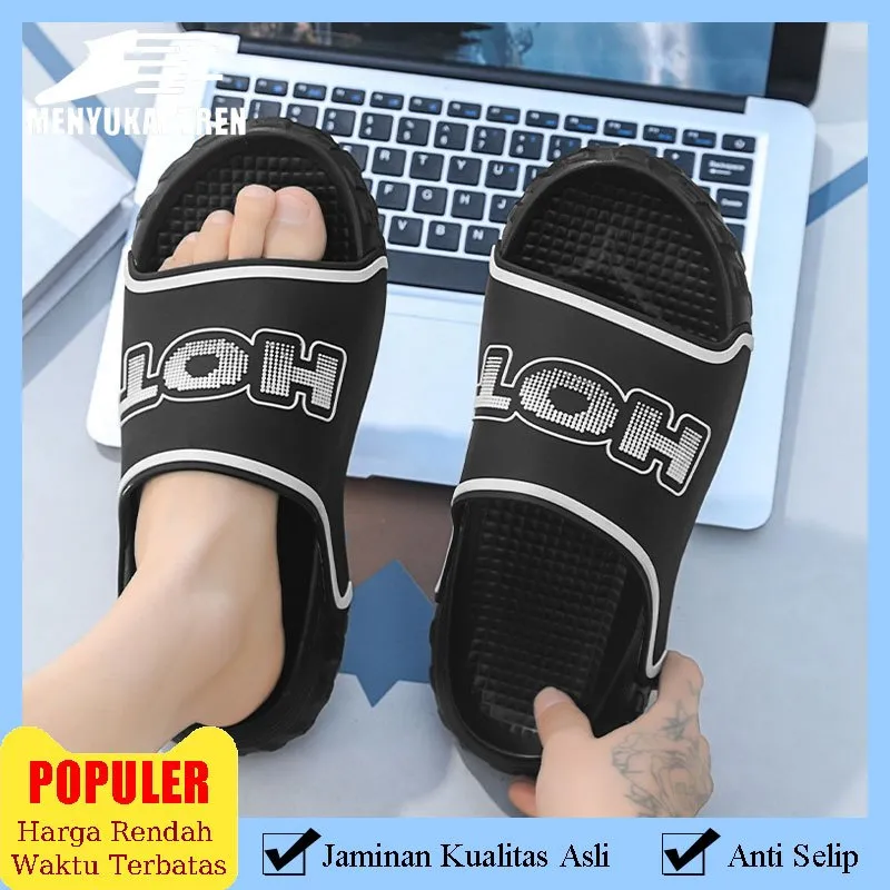 Sandal Pria Keren Sol Tebal Sendal Casual Nyaman & Lembut Cowok untuk Harian Sandal Selop Pria