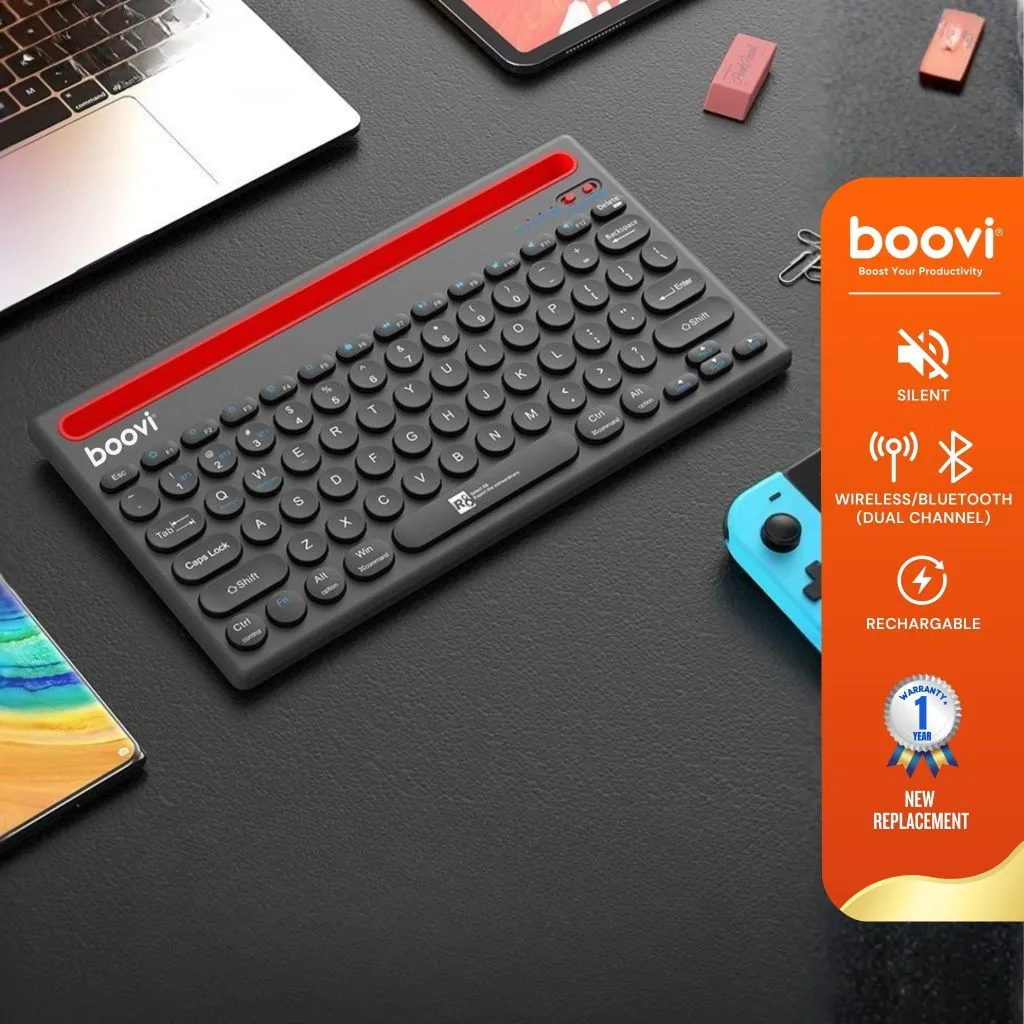Boovi K320 Keyboard Slim Wireless Bluetooth Multi Devices Window MacOS - 2.4G & Bluetooth Dual Mode