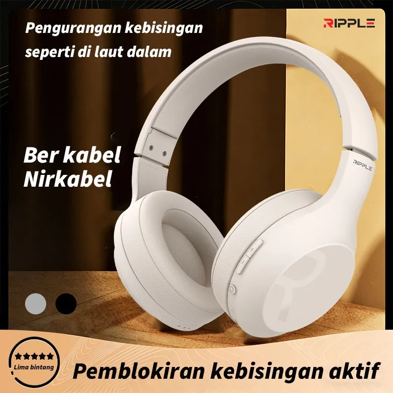 Ripple Headset Bluetooth Super Bass Gaming Wireless TWS Android/iphone Original 100% Kepala Musik